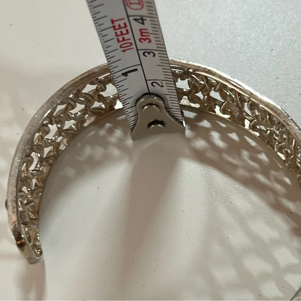 Vintage .925 sterling silver southwestern Woven Wide cuff Bracelet